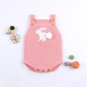 

Fashion Sleeveless Bodysuit for Newborn Girls Body Tops Cute Rabbit Knitting Toddler Infantil Onesie Coveralls Chilren Costumes