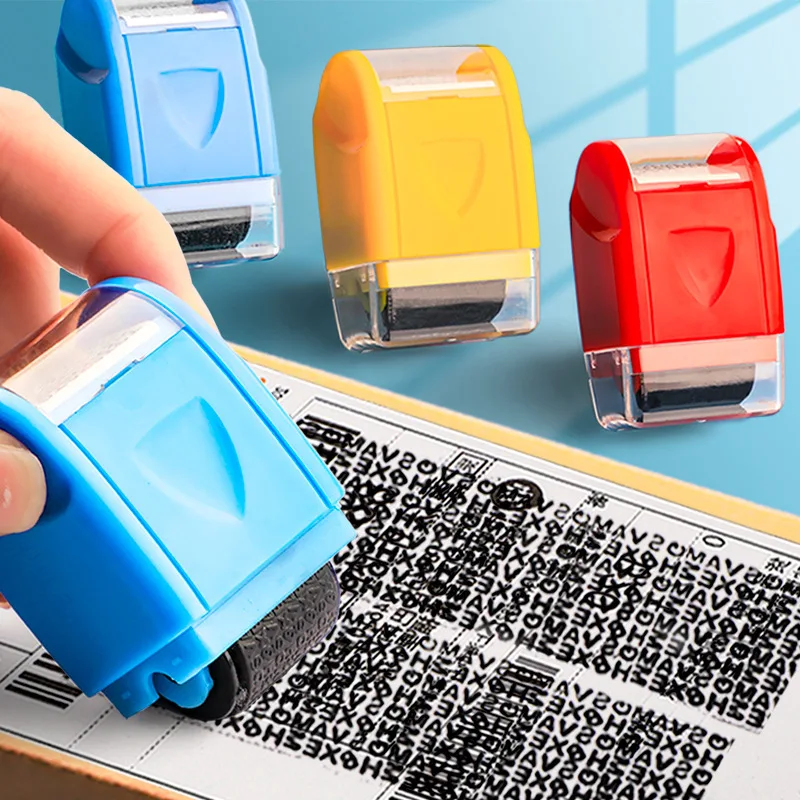 

Mini Security Stamp Roller Privacy Seal Roller Type Cover Eliminator Seal Portable Self-Inking Identity Theft Protection Seal