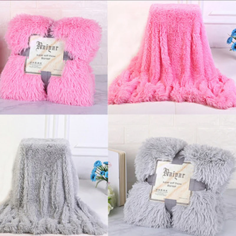 Super Soft faux fur throw blanket Fuzzy Fur Faux Elegant Cozy With Fluffy Throw Blanket Bed Long  Shaggy Soft Warm Bedding Sheet 4