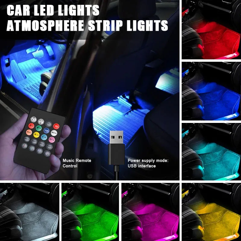 

48 LED 5V Interior LED Accent Kit Car LED Interior Light Lamp Strip Decorative Atmosphere Lights Wireless Remote Control