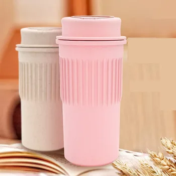 

350ml Creative Plastic Portable Office Coffee Mug Lid Portable Heat-resistant Wheat Stalk Tea Water Mug Drinkware Cup