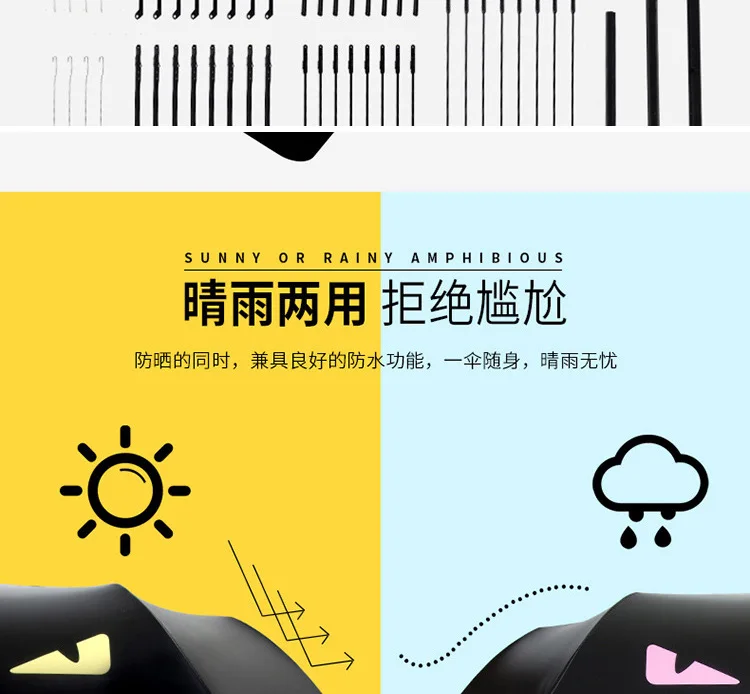 Rain Or Shine Umbrella Wholesale Women's Three Fold Vinyl UV-Protection Parasol 8 Bone Foldable Rain Or Shine Dual Purpose Umbre