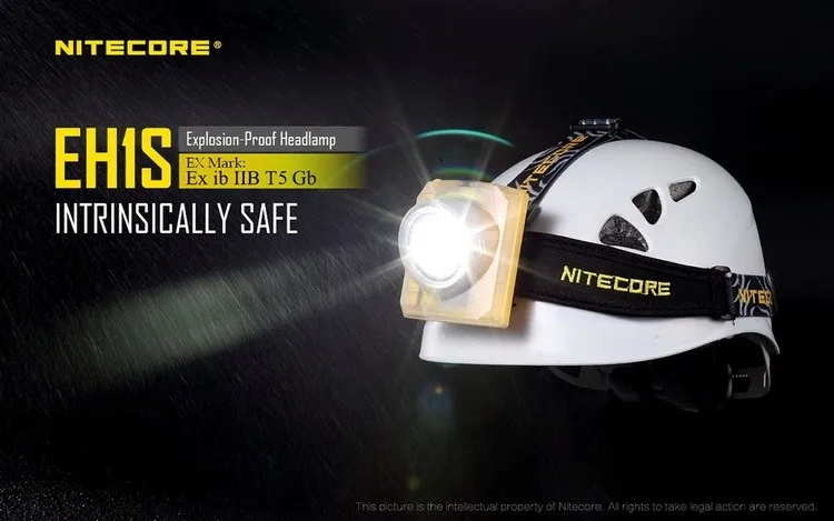 NITECORE EH1S 5 взрывозащищенный режим XP-G2 S3 светодиодный спасательный фонарь+ usb-кабель для зарядки+ адаптер+ клейкое крепление+ 3400 мАч
