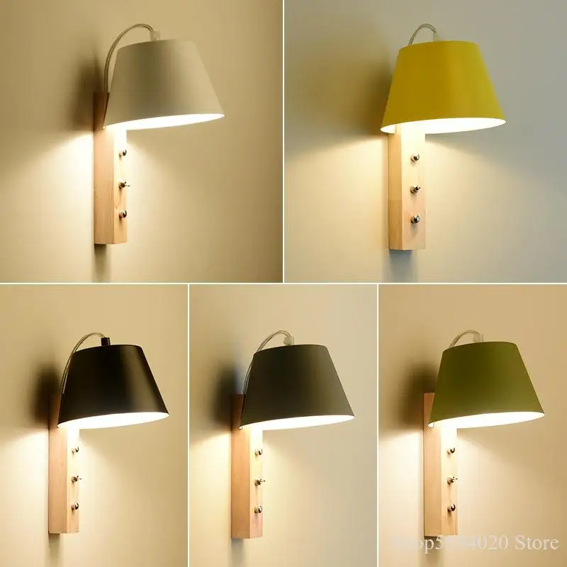 Nordic Creative Wood LED Wall Lamp Bedside Modern Simple Bedroom Children Light Fixtures Home Decor Luminaire | Лампы и освещение