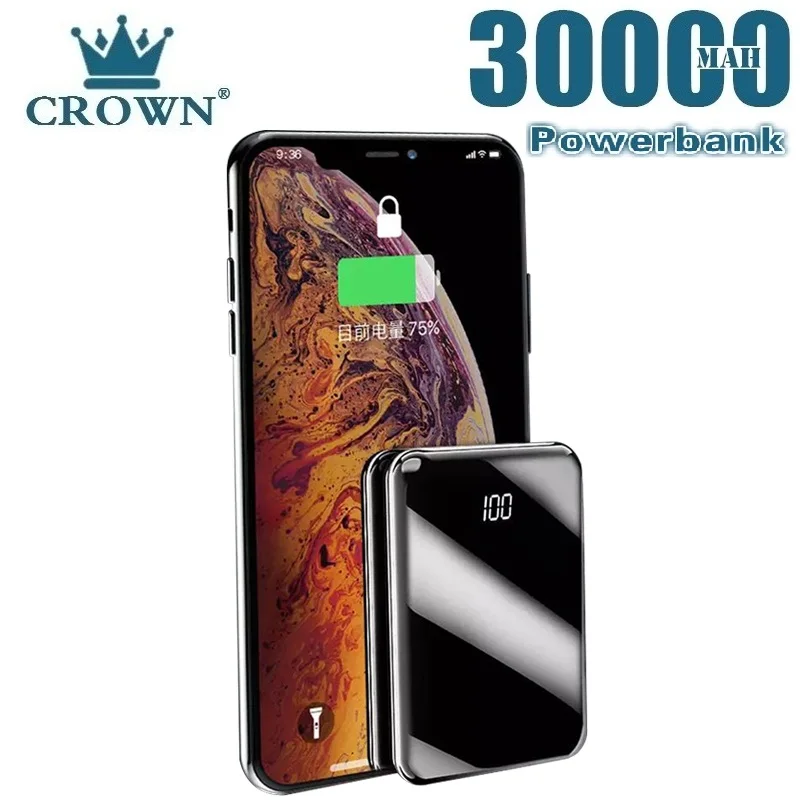 Mini Power Bank 30000mAh Mirror Screen Powerbank Charger 2 USB Ports External Battery Poverbank Portable For smart phone Mini Power Bank 30000mAh Mirror Screen Powerbank Charger 2 USB Ports External Battery Poverbank Portable For smart phone