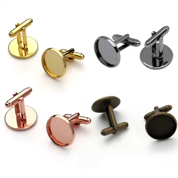 

10pcs/lot Copper Cufflink Base Blanks Fit 12 14 16 18 20 mm Cabochon Cameo Settings Bezel Tray DIY Handmade Craft Jewelry Making