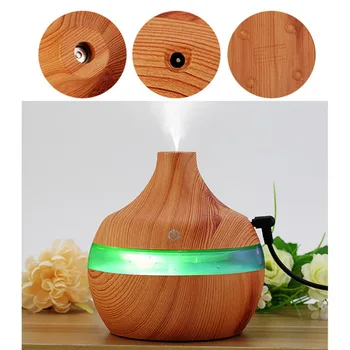 

300mL Air Humidifier Aromatherapy Essential Oil Diffuser Wood-grain USB Ultrasonic Air Purifiers Aroma Mist Maker With LED Light