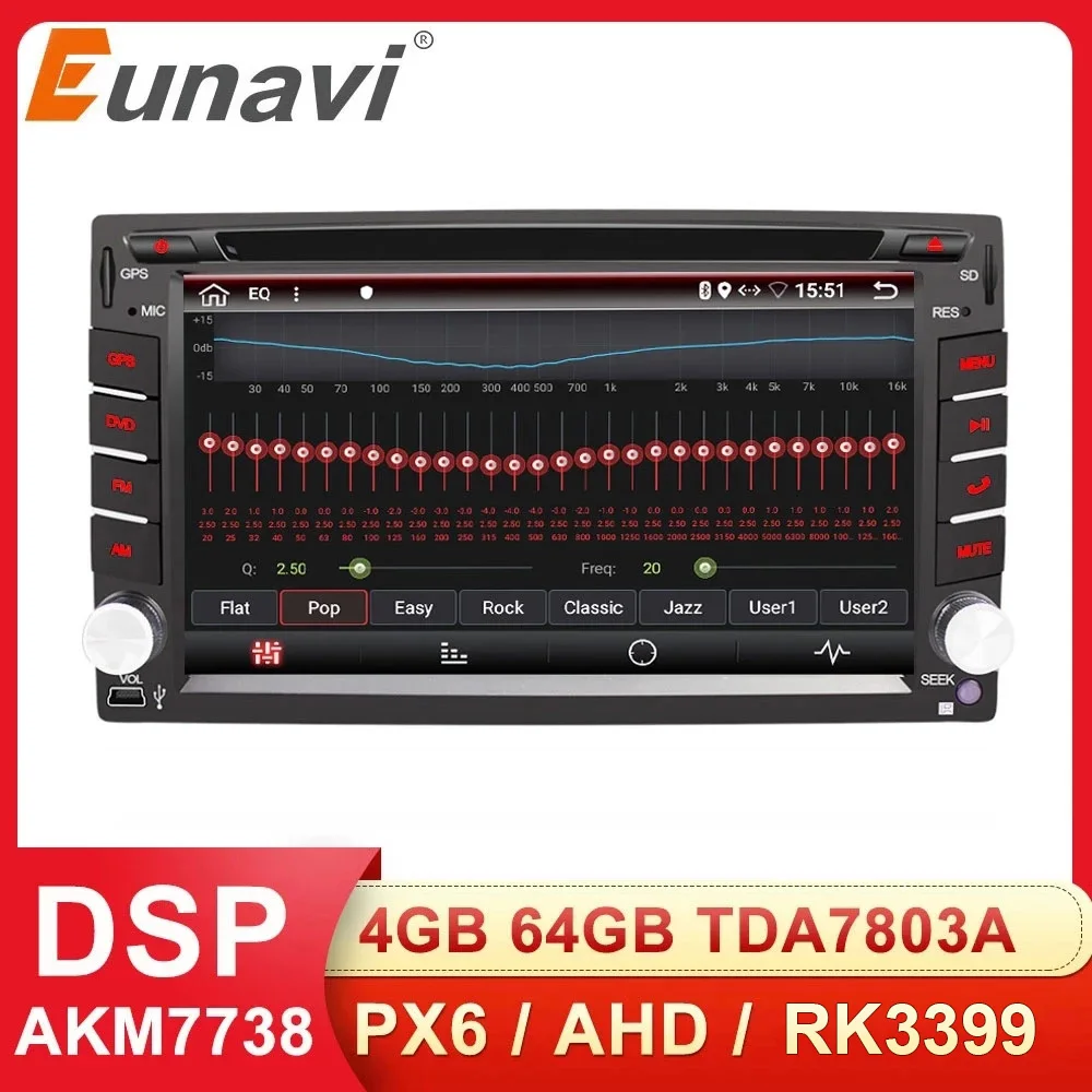 Eunavi 2 Din Android 10 автомобильный мультимедийный плеер Dvd Радио GPS навигация Авто 2din