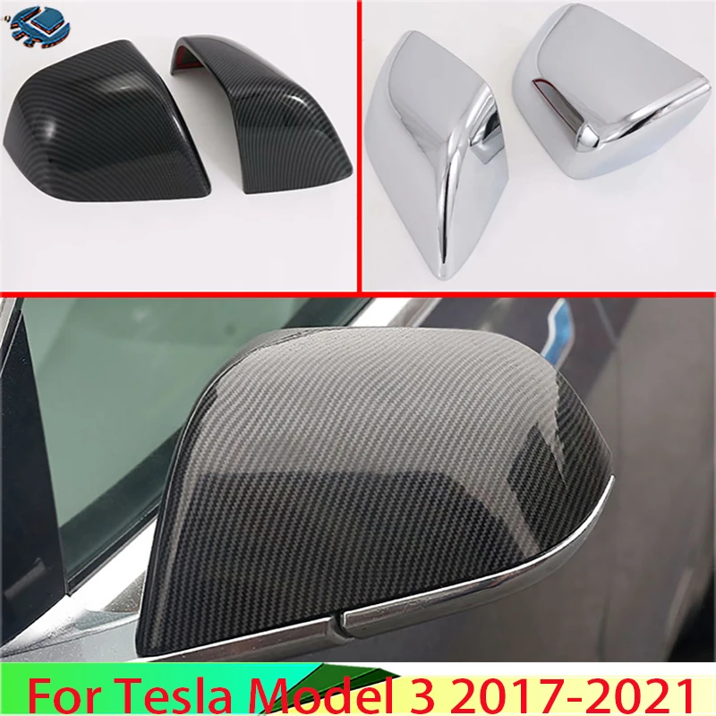 

For Tesla Model 3 2017-2022 Car Accessories ABS Chrome Door Side Mirror Cover Trim Rear View Cap Overlay Molding Garnish 2019