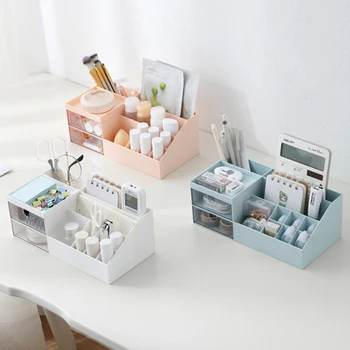 

Makeup Storage Case Nail Polish Rack Lipstick Cosmetic Storage Box Holder Makeup Organizer Space-saving Desktop With Drawer