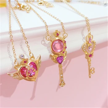 

Card Captor Gem Necklace Transformer Magic Wand Sailor Moon Clavicle Chain Necklace Cosplay COS Accessories Anime Adult Lovers