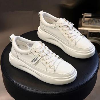 

Siddons Leather Casual Shoes Women Sneakers Autumn Light White Sneaker Platform Med Heel Ladies Shoe Comfortable Vulcanized Shoe