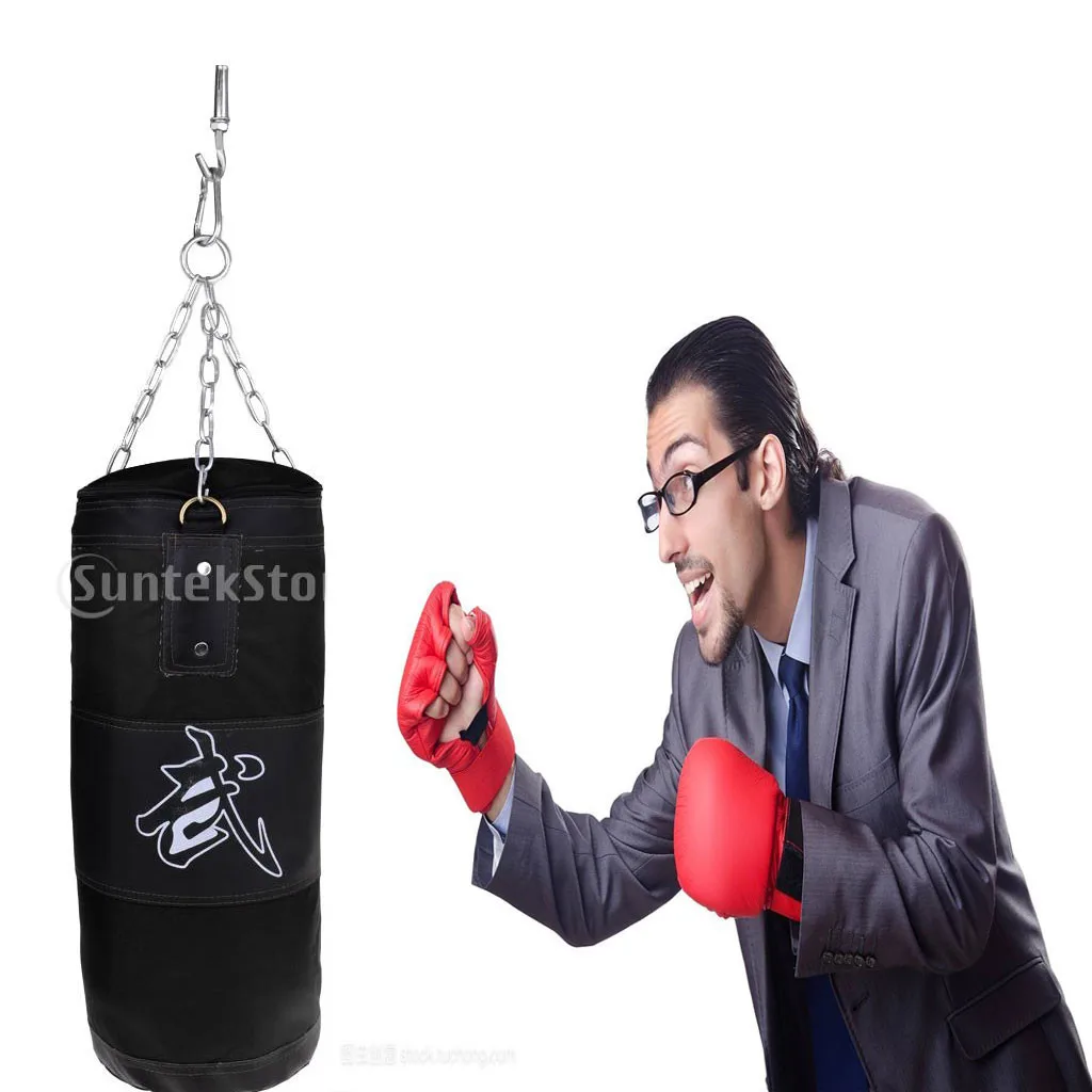 Durable Punching Bag Kickboxing MMA Training Sandbag Hanging Chain Ceiling Hook Boxing Training Set at Home