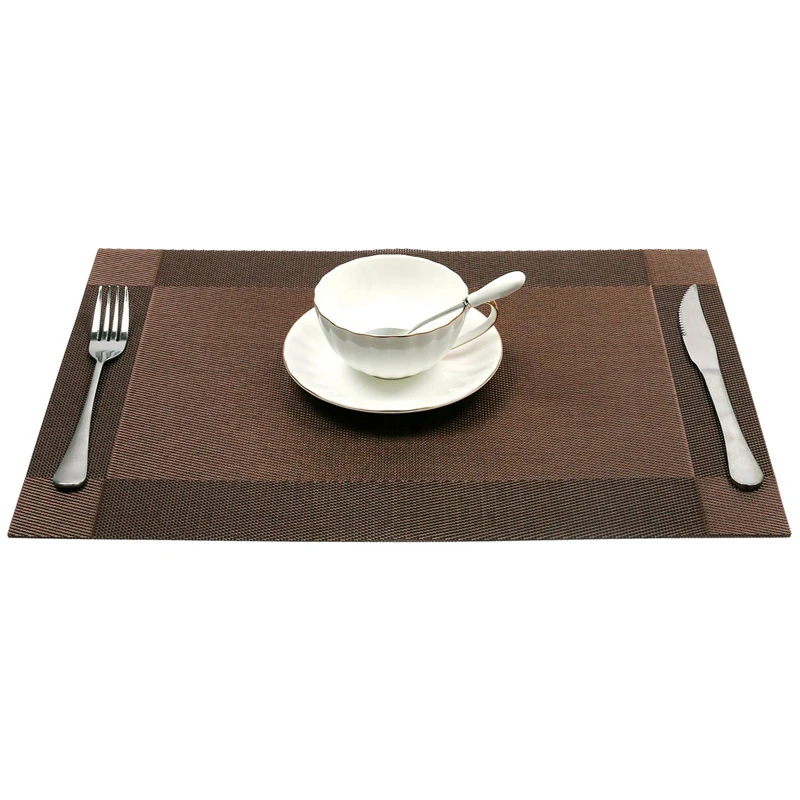 ABUI-Placemat,Crossweave Woven Vinyl Non-Slip Insulation Placemat Washable Table Mats(Brown,4Pcs Placemats
