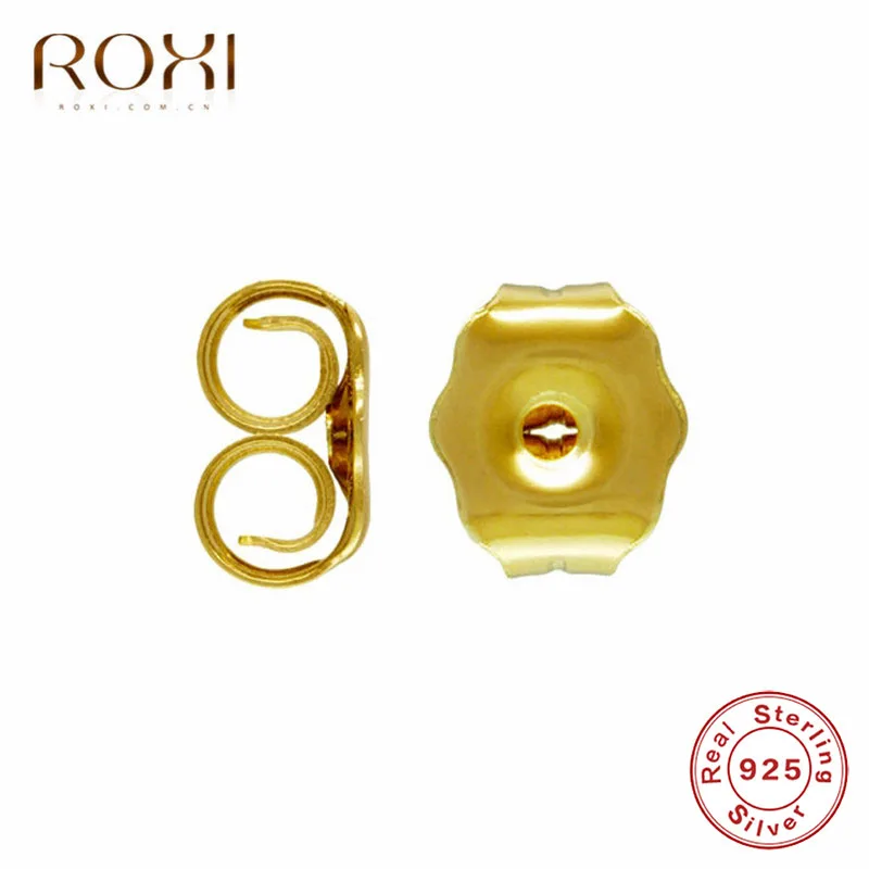 Золотой ROXI 10 шт. DIY 925 стерлинговые серьги обратно подходят шпильки зажимы для серег Симпатичные бабочки фиксатор для серег ушные заглушки аксессуары - Цвет: Золотой