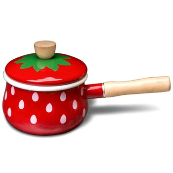 

1.5L Pan Soup&Stock Pots Japan Enamel Strawberry Milk Pot Thickened Edge Handle Milk Pot Baby Rice Pot