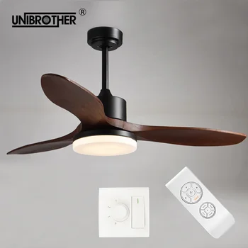 

48 Inch Ceiling Fans wooden remote control fan silence reverse wood 3 Blades 220v 24w for living room