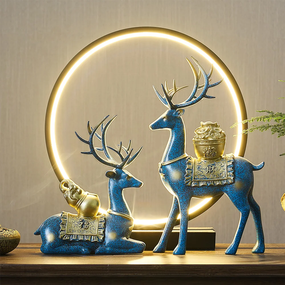 Details about   Lucky Deer Birds Resin Ornaments Fengshui Home Office Livingroom Table Crafts 