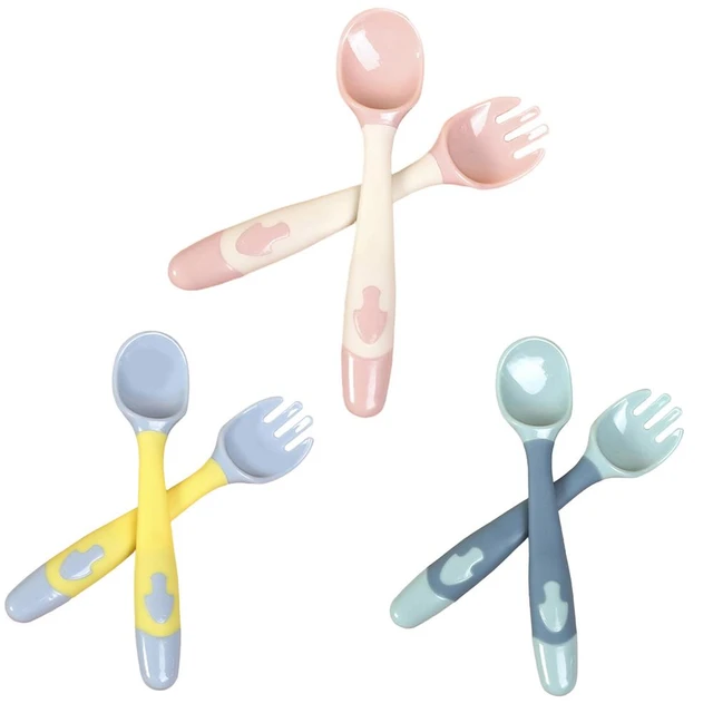 Infant And Toddler Silicone Feeding Spoon And Fork Set, Soft And Safe,  Great For Self-feeding Training, Food-grade Silicone