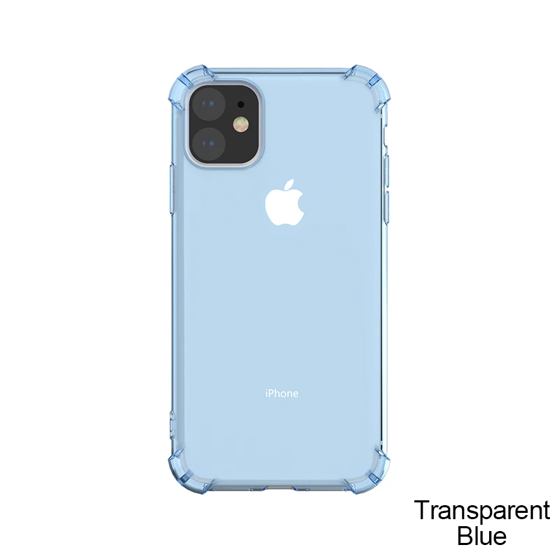 Противоударный бампер прозрачный силиконовый чехол для телефона iPhone 11 X XS XR XS Max 8 7 6 6S Plus Прозрачная защитная задняя крышка - Цвет: Transparent blue