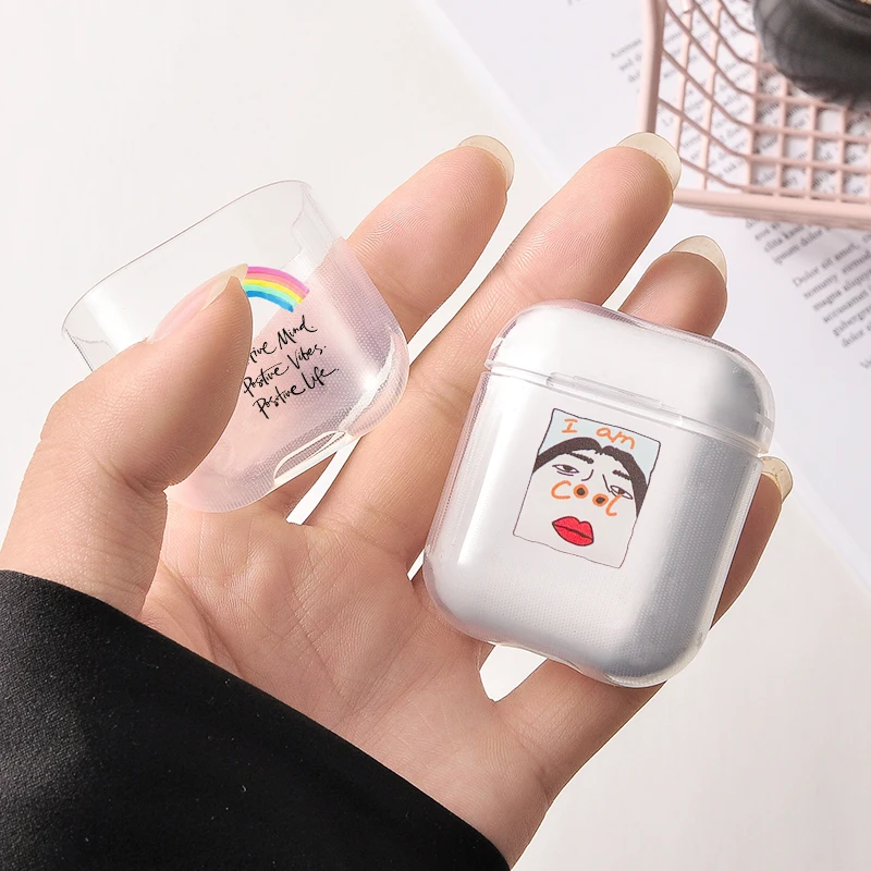 Беспроводной чехол Airpods с надписью Love Heart Rainbow Red Letter, защитный прозрачный чехол для наушников, классный портативный милый чехол для наушников