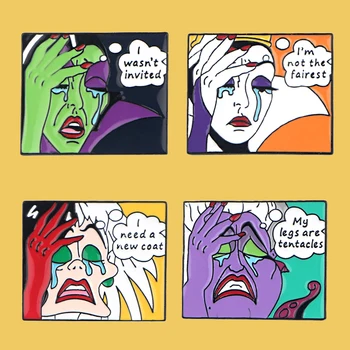 

PC1213 Wholesale 10pcs/lot Funny Villain Roll octopus Evil queen metal enamel pins and brooches for women Lapel pin jewelry gift