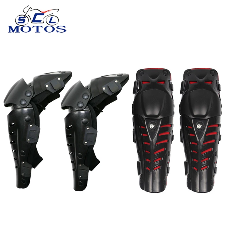 Sclmotos- Black/Red Motorcycle Racing Motocross Knee Protector Pads Guards Protective Gear Motor-Racing Guards Safety Gears Race