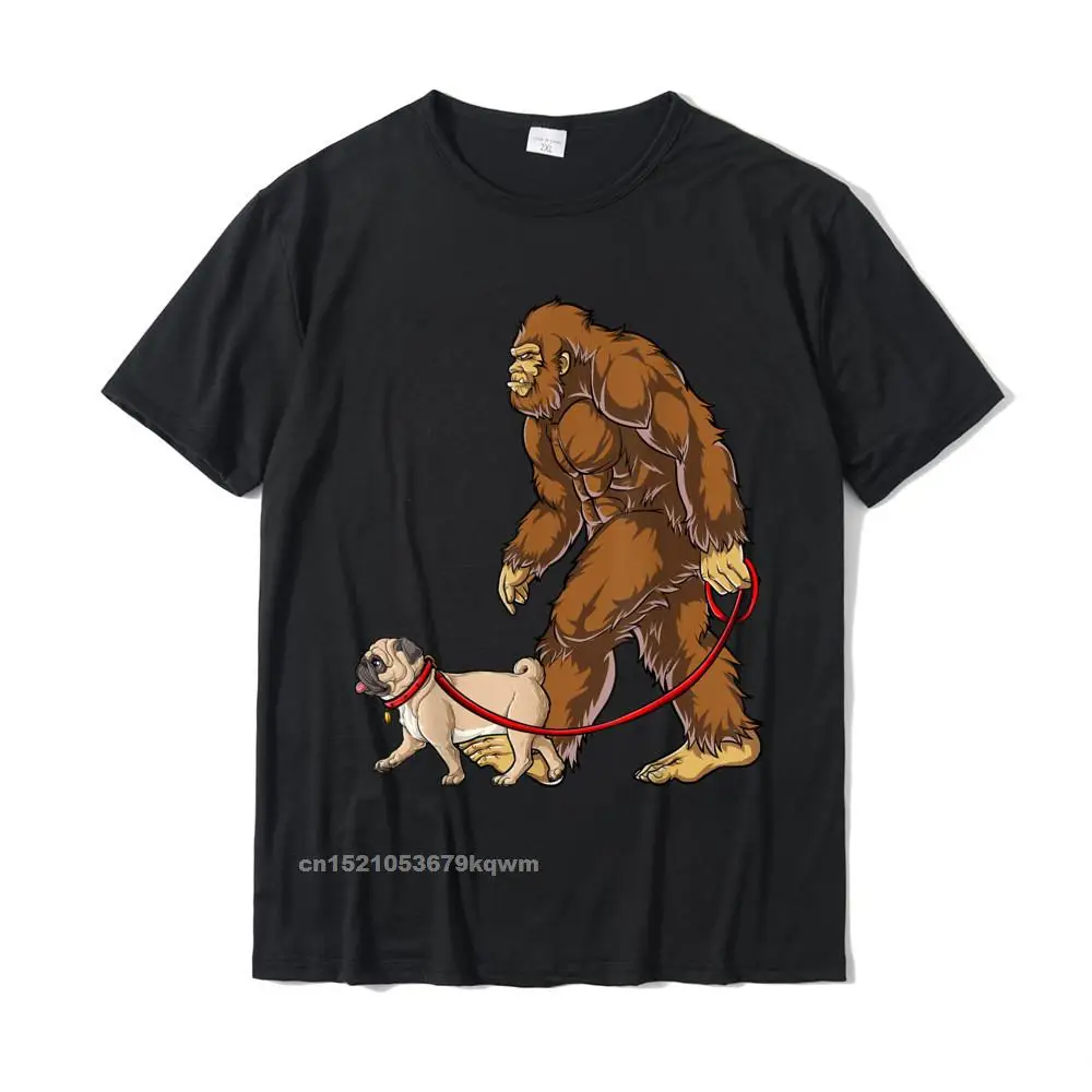 Summer 100% Cotton Fabric Mens Short Sleeve Tees Casual Summer Fall Tshirts comfortable T-Shirt Prevailing Round Collar Bigfoot Dog Walk Pug T shirt Sasquatch Kids Boys Men Women T-Shirt__4503 black