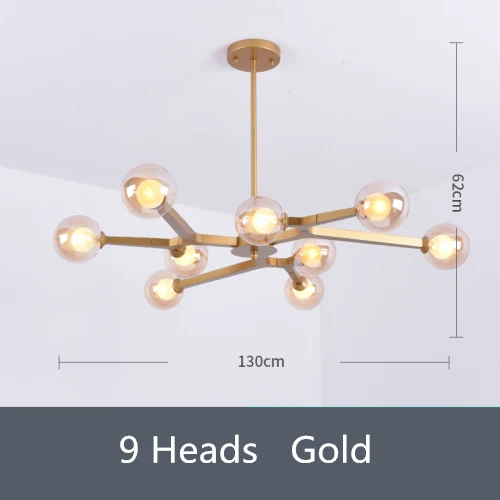 Gold 9 head Розовое золото люстра стеклянная пузырьковая люстра-спутник кухня светодиодный салон гостиная ветка дерева люстра осветительные приборы - Цвет абажура: Gold 9 head
