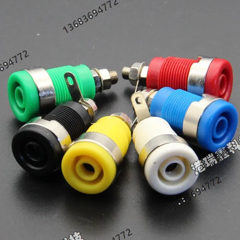 

[SA]4MM banana jack connector socket yellow blue red and black GREE WHITE M4 hole M12 safe wiring test terminals A-2202--100PCS