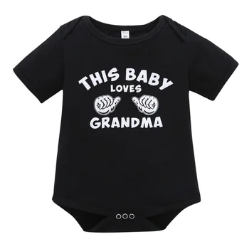 

Newborn Baby Girl Clothes Cotton Letter Hand Print Short Sleeve T-shirt Tops Summer Fashion Baby Boy Rompers Baby Onesie 6-18M