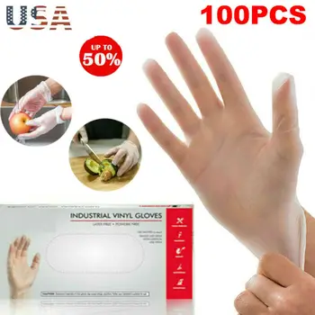 

Brand New Anti-fog Anti-Virus 100Pcs Powder Free Clear Disposable Gloves Latex Vinyl Multi Purpose S/M/L Size