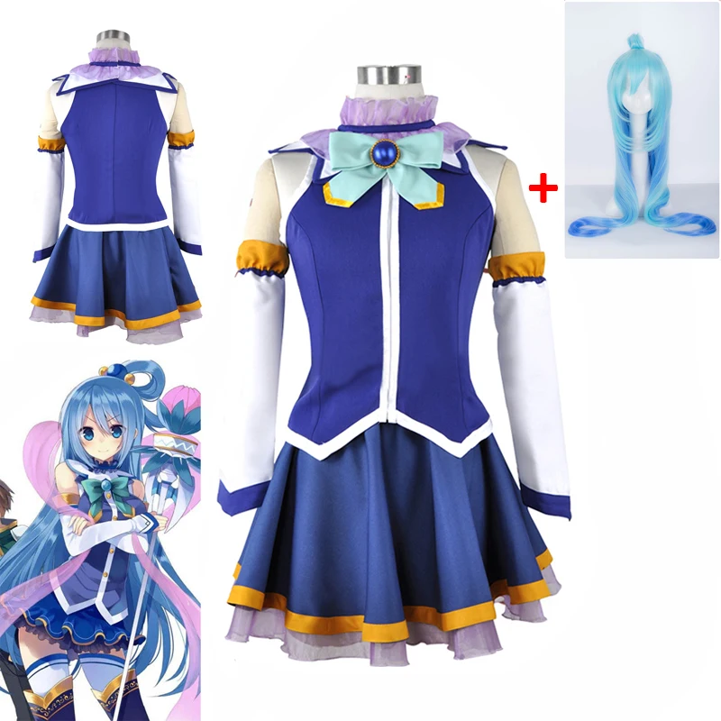 Baratos KonoSuba la bendición de Dios en este maravilloso mundo Aqua Tops vestido uniforme traje Anime Cosplay disfraces S XXL envío gratis