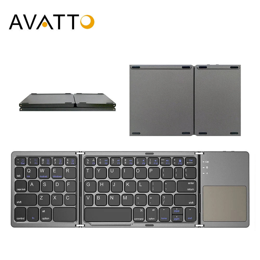 Avatto b033 mini teclado dobrável bluetooth teclado sem fio com touchpad para windows, android, ios tablet ipad telefone|wireless keypad|mini keyboard bluetoothmini keyboard - AliExpress
