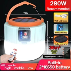 Ampoule solaire Rechargeable par USB, lanterne Portable de 300W pour tente en plein air, éclairage d'urgence pour barbecue et randonnée 