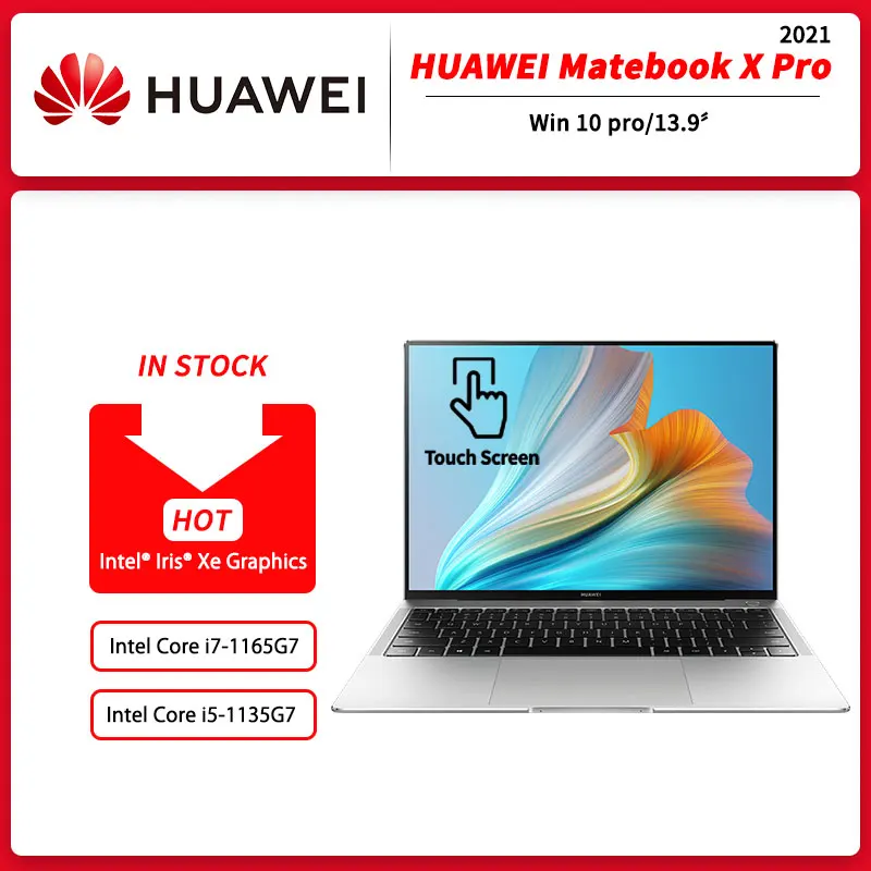 HUAWEI Matebook X Pro 2021 Ultra slim Laptop 13.9 inch 3K Touch screen Intel Iris Xe i5-1135G7/i7-1165G7 Windows 10 Pro English