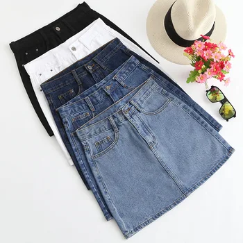 

AF women Denim Skirts for Summer High Waistd Straight Jean Short Skirts for Girl Booty Mini Skirts Casual Washed Frayed Pockets