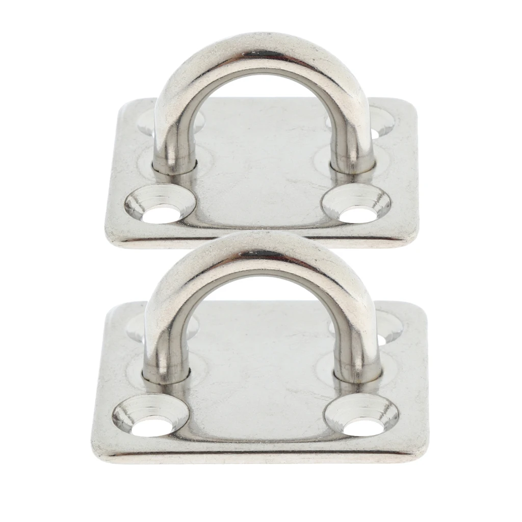 2Pcs 5mm Square Pad Eye Plate Stainless Steel Boat Sailing Rigging Hardware