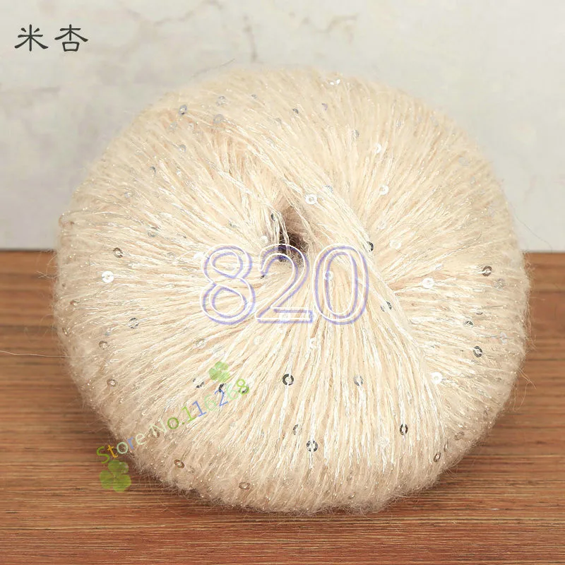 820 1 шар* 50 г блестка шерстяная большая пряжа для вязания крючком блесток массивная шерстяная пряжа для вязания ручных нитей мохер пряжа для вязания крючком Т4 - Цвет: 820