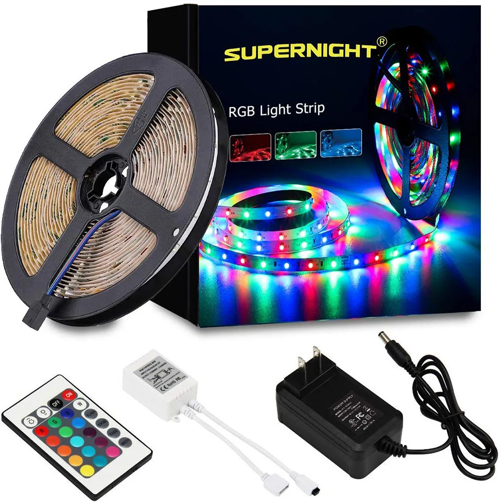 Светодиодный светильник s 16.4ft SMD 3528 RGB 300 светодиодный комплект для изменения цвета с гибкой полосой светильник 24/44 ключ ИК пульт дистанционного управления Вечерние