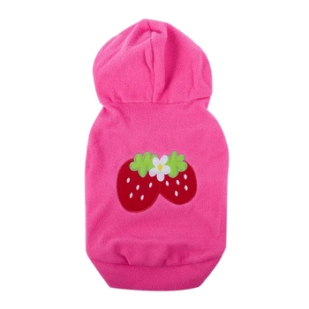 

Small Strawberry Dog Cat Puppy Fleece Hoody Clothes Pet Apparel Dress Up - Pet Supplies