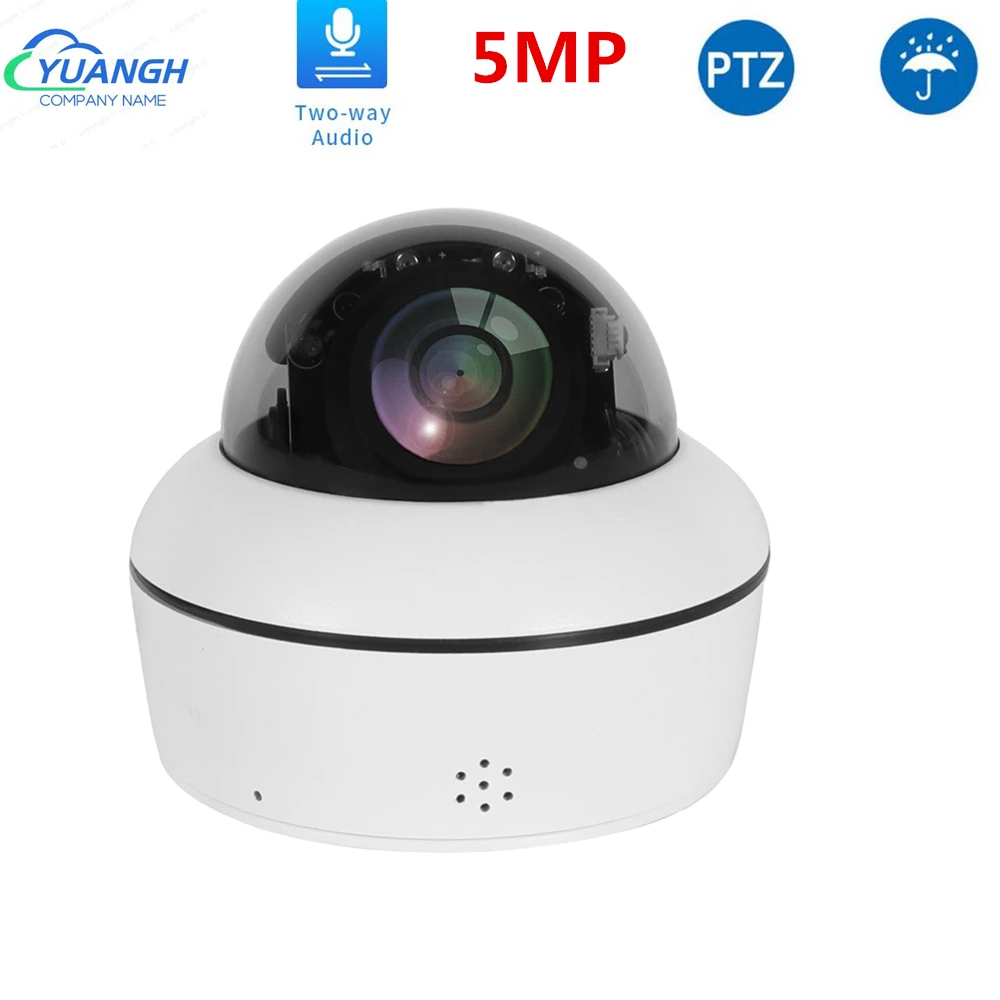 8MP PTZ IP Camera Dome 4X Optical Zoom Outdoor Security Camera Two-Way Audio IP66 IR 30m H.265 ONVIF