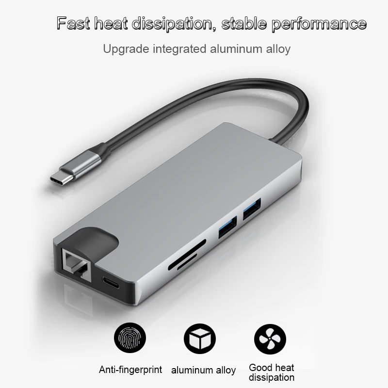 Basix USB C концентратор к USB3.0 HDMI VGA RJ45 гигабитный Ethernet SD/TF PD адаптер зарядки док