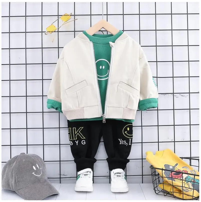 Autumn Toddler Boys Clothes Suits Baby Kids Clothing Cartoon Coat T Shirt Pants 3pcs/Sets Infant Children Tracksuits
