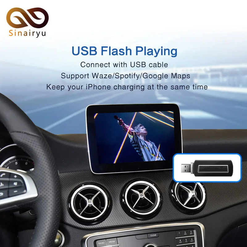 2021 Wireless Apple Carplay For Mercedes NTG5.0/4.5/4.7/4.0 A/B/C/E/S/GLK/GLA/GLC/SLK/ML Class Android Auto iOS Mirror Car play