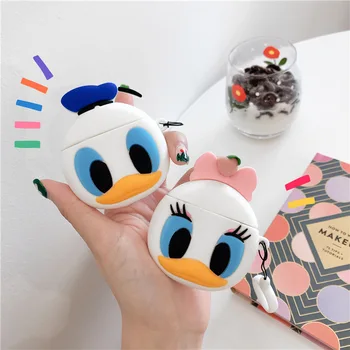 

3D Cute Cartoon Donald And Daisy Duck Headphone Case For Apple Airpods 1/2 Silicone Protection Earphone Cover Accessories