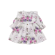 Одежда с длинными рукавами для маленьких девочек 2-6 лет, платье с расклешенными рукавами, наряды принцессы, платья