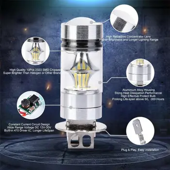 

Fog Car Lights Lamp Bulb 12v 6000K DRL Daytime Daylight Offroad High power