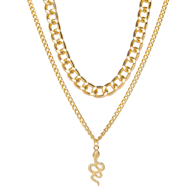 Bohemia Multi-layer Snake Shape Necklaces For Women Animal Pendant Link Chain Chokers Necklace Boho Wedding Jewelry