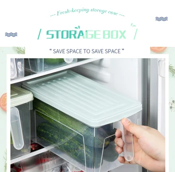 

Refrigerator Organizer BPA Free Plastic Kitchen Storage Container With Lid Handle Fruit Vegetable Food Storage Box
